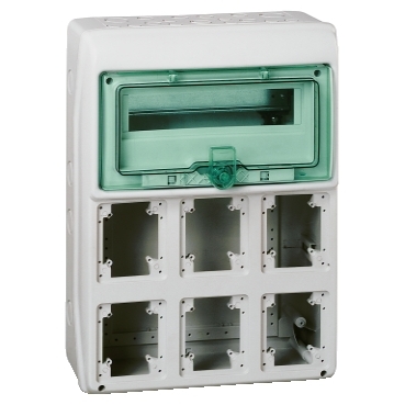 13156 - Kaedra - for plug and socket - 6 openings - 1 x 12 modules - 1 terminal block, Schneider Electric
