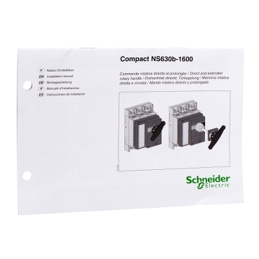 33150 - instruction manual - for NS1600 rotary handle and accessories, Schneider Electric