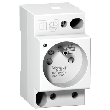 A9A15307 - DIN socket iPC -2P+E -16A-250VAC-NFC15100 -french std-with volt.pres.indic.light, Schneider Electric