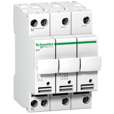 A9N15657 - Acti 9 - fuse-disconnector STI - 3 poles + N - 10 A - for fuse 8.5 x 31.5 mm, Schneider Electric