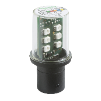 DL1BDM3 - bec LED protejat cu baza BA15d - continuu - verde - 230 V, Schneider Electric