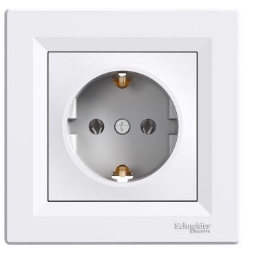 EPH2900121 - Asfora - single socket outlet with side earth - 16A white, Schneider Electric