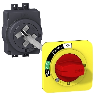 EZAROTERY - Rotary handle - for EZC100 - red handle yellow front plate - extended mounting, Schneider Electric