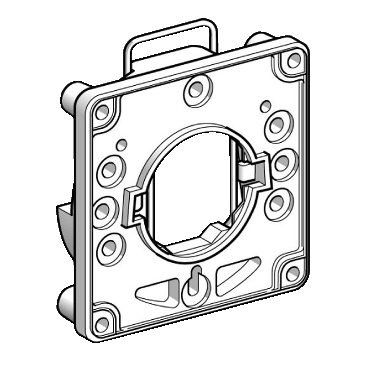 KZ140 - plate for cam switch body - diam. 22 mm hole, front mounting, clip-in body, Schneider Electric
