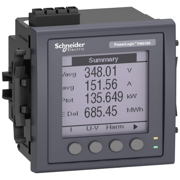 METSEPM5100 - PM5100 powermeter w/o modbus - upto 15th H - 1DO 33alarms - flush mount, Schneider Electric