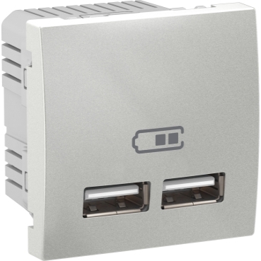 MGU3.418.30 - Priza dubla incarcare USB 2.1A aluminiu, Schneider Electric (Multiplu de comanda: 2 buc)