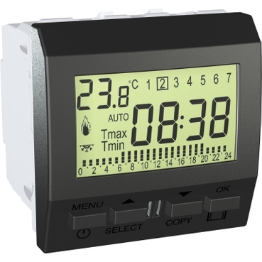 MGU3.505.12 - Unica Top - termostat programabil saptamanal - 230 V c.a. - 2 m - grafit, Schneider Electric