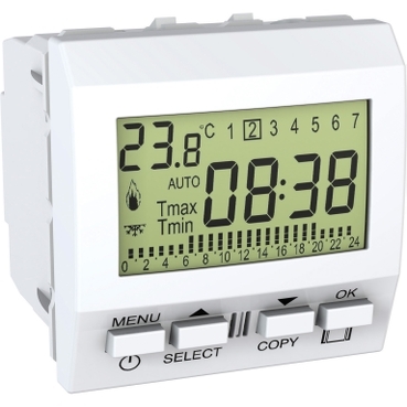MGU3.505.18 - Unica - termostat programabil saptamanal - 230 V c.a. - 2 m - alb, Schneider Electric