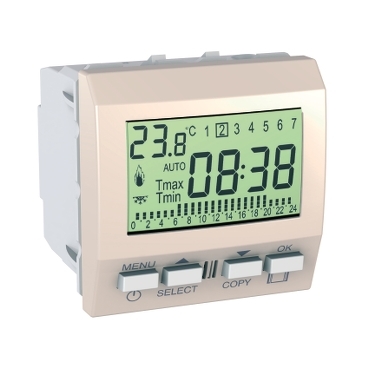 MGU3.505.25 - Unica - termostat programabil saptamanal - 230 V c.a. - 2 m - ivoriu, Schneider Electric