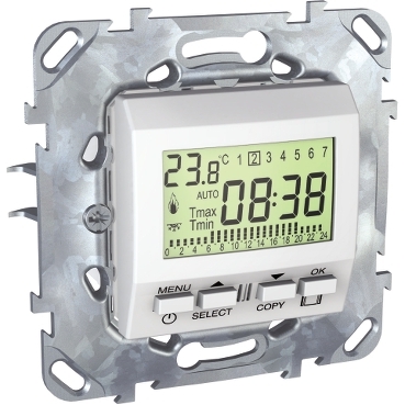 MGU50.505.18Z - Unica - termostat programabil saptamanal - 230 V c.a. - 2 m - alb, Schneider Electric