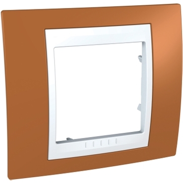 MGU6.002.869D - Unica Plus - cover frame - 1 gang - orange/white, Schneider Electric
