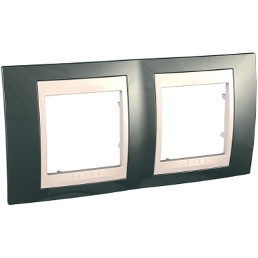 MGU6.004.524D - Unica Plus - cover frame - 2 gangs horizontal - champagne/ivory, Schneider Electric