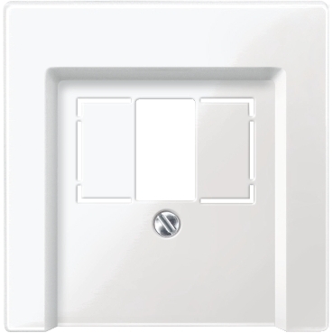 MTN296019 - Central plate with square opening, polar white, glossy, System M, Schneider Electric