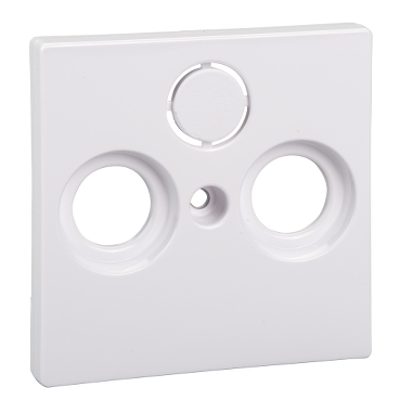 MTN296725 - Central plate for antenna sock.-out.s 2/3 holes, active white, glossy, System M, Schneider Electric