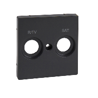 MTN299214 - Central plate marked R/TV+SAT for antenna socket-outlet, anthracite, System M, Schneider Electric