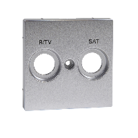 MTN299260 - Central plate marked R/TV+SAT for antenna socket-outlet, aluminium, System M, Schneider Electric