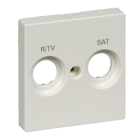 MTN299819 - Cen.pl. marked R/TV+SAT f. antenna sock.-out., polar white, glossy, System M, Schneider Electric