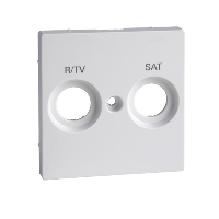 MTN299825 - Cen.pl. marked R/TV+SAT f. antenna sock.-out., active white, glossy, System M, Schneider Electric