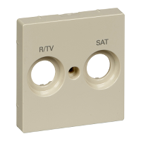 MTN299844 - Central plate marked R/TV+SAT for antenna socket-outlet, white, glossy, System M, Schneider Electric