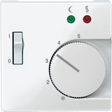 MTN534919 - Cen.pl. f. floor thermostat insert w. switch, polar white, glossy, System M, Schneider Electric