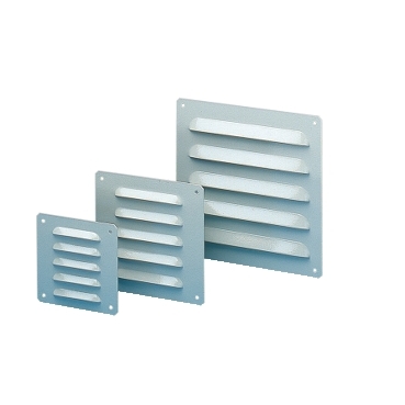 NSYCAG104X95LM - Metal outlet grille cut-out 104x80mm ext dim 120x120mm IP23, Schneider Electric
