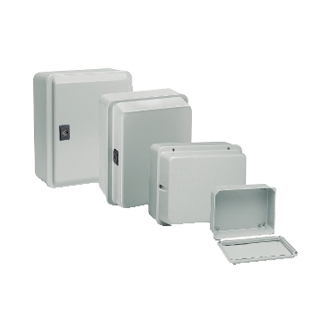 NSYDBN2520 - Metal industrial box - low plain cover - H256xW206xD93 - IP55 - grey RAL 7035, Schneider Electric