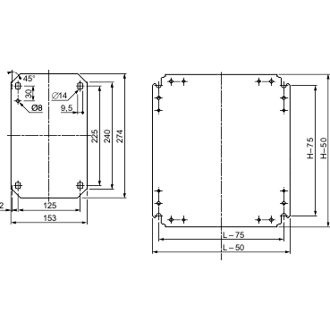 NSYMM33 - Plain mounting plate H300xW300mm made of galvanised sheet steel, Schneider Electric