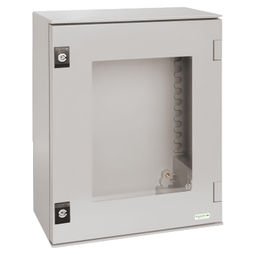 NSYPLM86TG - wall-mounting enclosure polyester monobloc IP66 H847xW636xD300mm glazed door, Schneider Electric