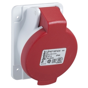 PKF16F435 - PratiKa socket - screw - angled - 16A - 3P + N + E - 380...415 V AC - panel, Schneider Electric