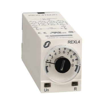 REXL4TMB7 - releu temporizare intarziere actionare - 0,1 s...100 h - 24 V c.a. - 4 OC, Schneider Electric