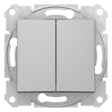 SDN0600160 - Sedna - intrerupator dublu 2 cai - 10AX fara rama aluminiu, Schneider Electric