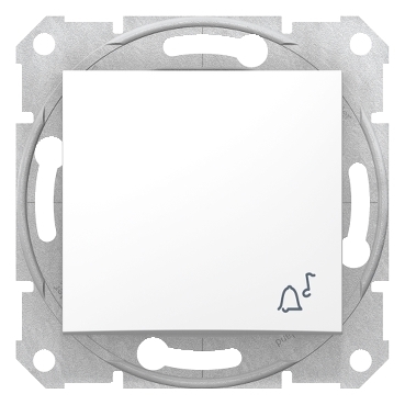 SDN0800121 - Sedna - 1pole pushbutton - 10A bell symbol, without frame white, Schneider Electric