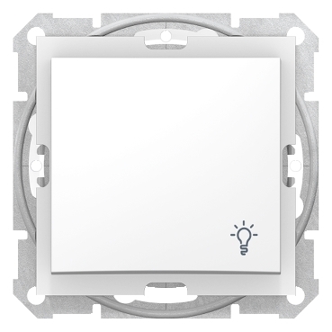 SDN0900321 - Sedna - buton monopolar - 10AX simbol lumina, IP44 fara rama alb, Schneider Electric