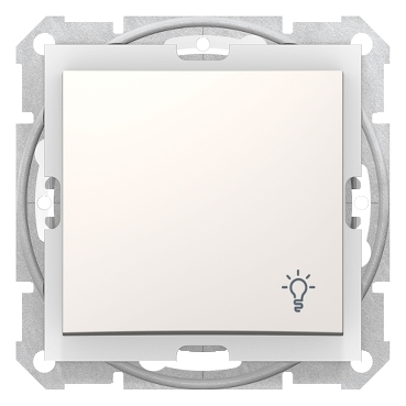 SDN0900323 - Sedna - buton monopolar - 10AX simbol lumina, IP44 fara rama crem, Schneider Electric