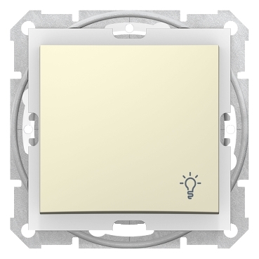SDN0900347 - Sedna - 1pole pushbutton - 10A light symbol, IP44 without frame beige, Schneider Electric