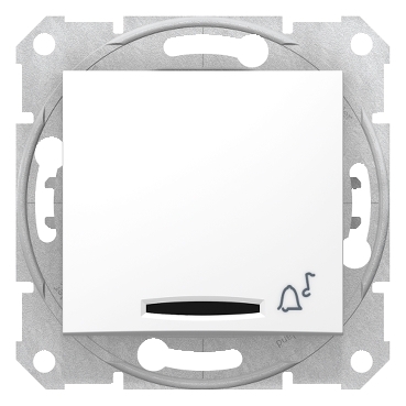 SDN1600421 - Sedna - 1pole pushbutton - 10A locator light, bell symbol, without frame white, Schneider Electric