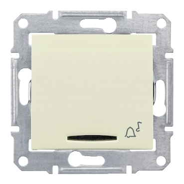 SDN1600447 - Sedna - 1pole pushbutton - 10A locator light, bell symbol, without frame beige, Schneider Electric