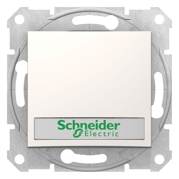 SDN1700423 - Sedna - 1pole pushbutton - 10A 12V~ label, locator light, without frame cream, Schneider Electric