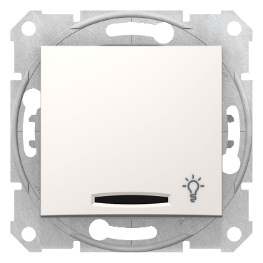 SDN1800123 - Sedna - 1pole pushbutton - 10A locator light, light symbol, without frame cream, Schneider Electric