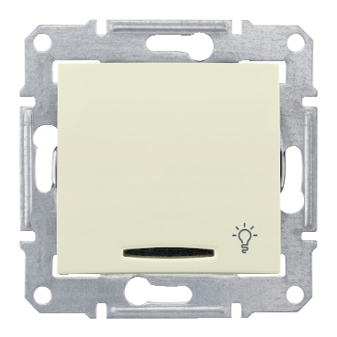 SDN1800147 - Sedna - 1pole pushbutton - 10A locator light, light symbol, without frame beige, Schneider Electric