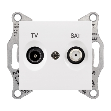 SDN3401221 - Sedna - TV-SAT intermediate outlet - 8dB without frame white, Schneider Electric