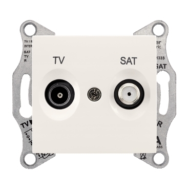 SDN3401223 - Sedna - TV-SAT intermediate outlet - 8dB without frame cream, Schneider Electric