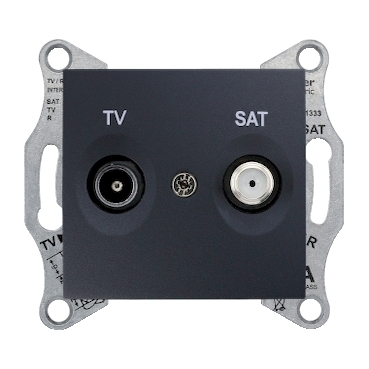SDN3401270 - Sedna - TV-SAT intermediate outlet - 8dB without frame graphite, Schneider Electric
