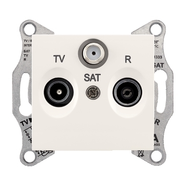 SDN3501223 - Sedna - TV-R-SAT intermediate outlet - 8dB without frame cream, Schneider Electric