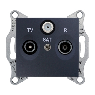 SDN3501270 - Sedna - TV-R-SAT intermediate outlet - 8dB without frame graphite, Schneider Electric
