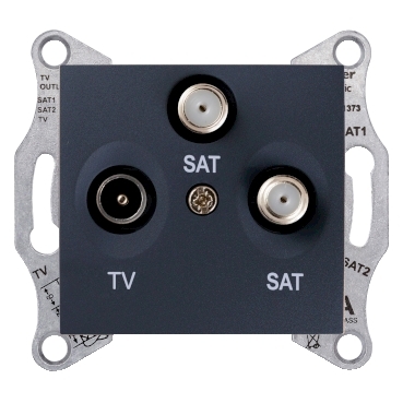 SDN3502170 - Sedna - TV-SAT-SAT ending outlet - 1dB without frame graphite, Schneider Electric