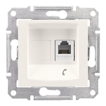 SDN4101123 - Sedna - single telephone outlet - RJ11 without frame cream, Schneider Electric