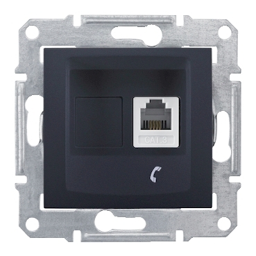 SDN4101170 - Sedna - single telephone outlet - RJ11 without frame graphite, Schneider Electric