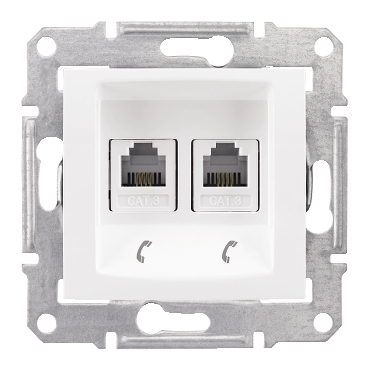 SDN4201121 - Sedna - double telephone outlet - RJ11 without frame white, Schneider Electric