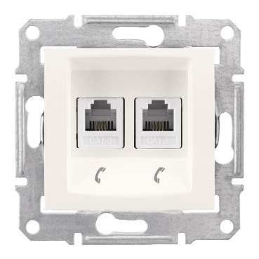 SDN4201123 - Sedna - double telephone outlet - RJ11 without frame cream, Schneider Electric
